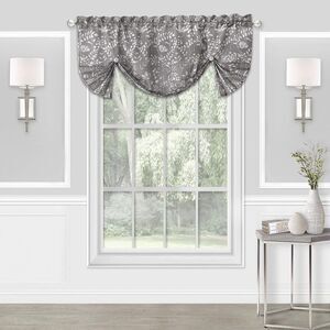 Charlotte Gray Floral Modern Window Curtain Panel: 52" x 17", Valance